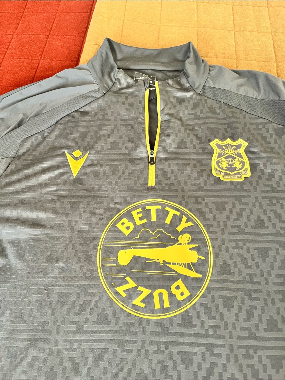 Wrexham Gray & Yellow Football Jersey with Betty Buzz Logo